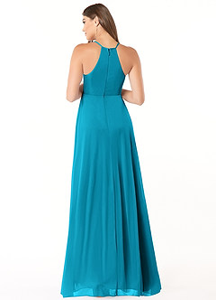 Azazie Annabelle Maternity Bridesmaid Dresses A-Line V-Neck Pleated Mesh Floor-Length Dress image2