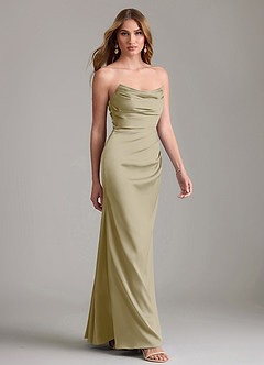 Azazie Lucille Bridesmaid Dresses Moss Green Mermaid Strapless Stretch Satin Convertible Dress image4