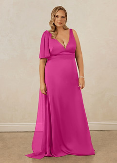 Christian Siriano Bridal for Azazie 1011 Robes de demoiselle d'honneur Robe Sirène en Satin extensible Arc Fuchsia image11