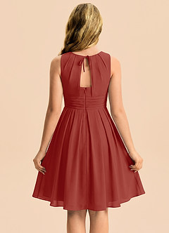 Azazie Bibiane Junior Terracotta A-Line Pleated Chiffon Dress image2