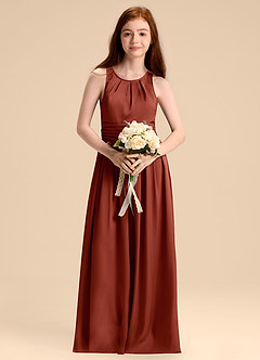 Azazie Bibiane Junior Klänning av A-Line i Stretch Satin Plisserad image4