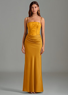 Azazie Emilia Bridesmaid Dresses Butterscotch Mermaid Strapless Stretch Satin Dress image5