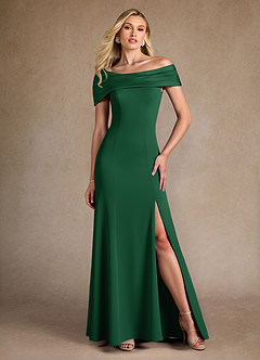 Azazie Pierce vestidos de madre de la novia Vestido de Verde Oscuro de Crepé elástico de Sirena con Plisado image1