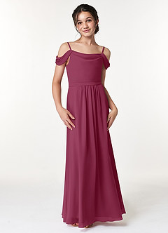 Azazie Alivia Junior Mulberry A-Line Off the Shoulder Chiffon Dress image4