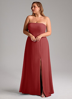 Azazie Wren Bridesmaid Dresses Rust A-Line Side Slit Chiffon Convertible Dress image10