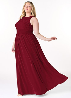 Azazie Harper Bridesmaid Dresses Burgundy A-Line Pleated Chiffon Dress image8