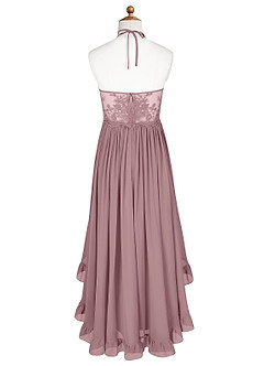 Azazie Sarafina Junior A-Linie Spitze Chiffon Kleid Altrosa image9