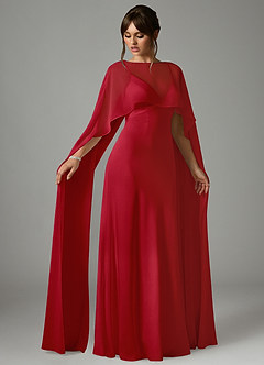 Azazie Stefania Bridesmaid Dresses Scarlet A-Line Stretch Satin Dress image3