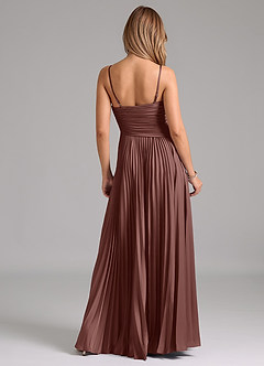 Azazie Vini Brautjungfernkleider A-Linie Plissee Stretch-Satin Kleid Espresso image6