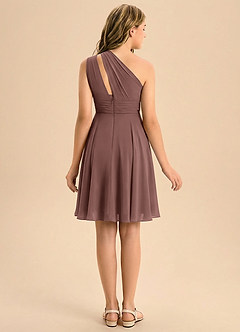 Azazie Charlize Junior Espresso A-Line Pleated Chiffon Dress image2