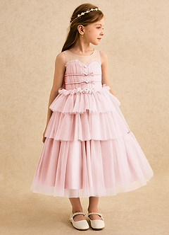 Azazie Delmina Flower Girl Klänningar Klä Balklänning i Tyll Rynkad image5