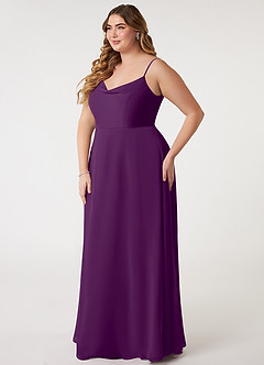 Azazie Daenerys Bridesmaid Dresses Grape A-Line Cowl Chiffon Dress image10