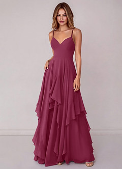 Azazie Zaina Bridesmaid Dresses Mulberry A-Line Chiffon Dress image3