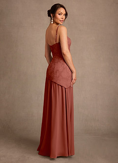 Azazie Flossie Kleider für die Brautmutter A-Linie Plissee Chiffon Kleid Rotbraun image5