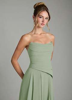 Azazie Gabriela Bridesmaid Dresses Dusty Sage A-Line Corset Chiffon Dress image10