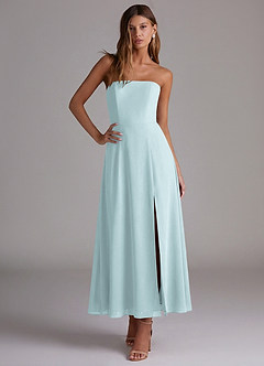 Azazie Wren Vestidos de madrinha de casamento Vestido Névoa de Chiffon de Linha A com Sem alças image5