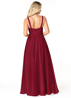 Azazie Chanel Brautjungfernkleider A-Linie Plissee Chiffon Kleid Burgunderrot image2