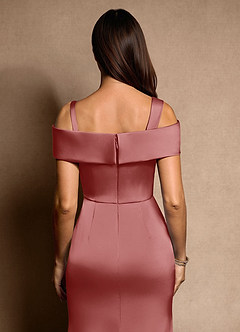 Azazie Altonia Kleider für die Brautmutter Meerjungfrau-Linie Schulterfrei Stretch-Satin Kleid Antike Rose image7