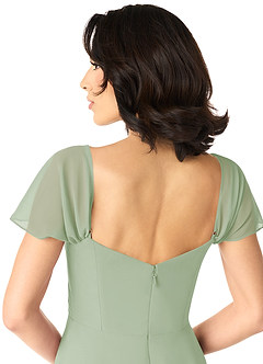 Azazie Tancie Abiti da Damigella Abito Convertibile A-Line in Chiffon a Spalla Scoperta Verde Salvia image5