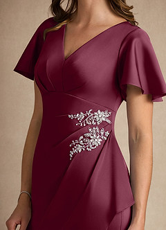 Azazie Robins Abiti per la Madre della Sposa Abito A-Line in Raso Elasticizzato Plissettato Gelso image6