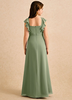 Azazie Soso Girls Formal Flower Girl Dresses Pistachio A-Line Pleated Chiffon Dress image2