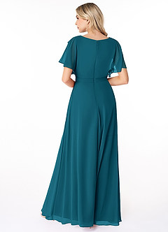 Azazie Aaliyah Modest Bridesmaid Dresses A-Line Scoop Pleated Chiffon Floor-Length Dress image2