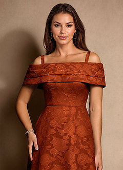 Azazie New Britain vestidos de madre de la novia Vestido de Pimenton de Devorado Floral de Corte en A con Plisado image6
