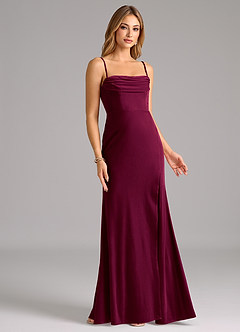 Azazie Saige Bridesmaid Dresses Cabernet Sheath Off the Shoulder Velvet Convertible Dress image5