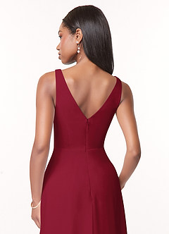 Azazie Nala Bridesmaid Dresses Burgundy A-Line Pleated Chiffon Dress image5