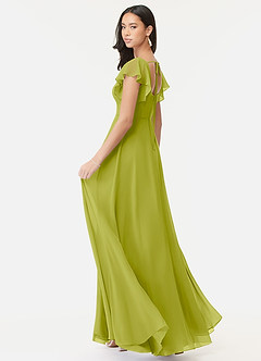 Azazie Bondi Bridesmaid Dresses Lemongrass A-Line Ruffled Chiffon Dress image5