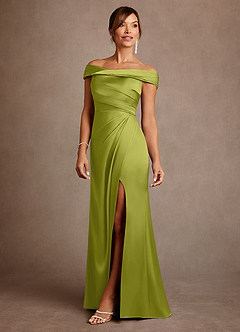 Azazie Bedford Mère de la mariée Robes Robe Fourreau en Satin extensible Plissée Citronnelle image2