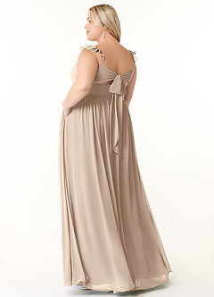 Azazie Metz Brautjungfernkleider A-Linie Herzchen Gerüscht Chiffon Kleid Taupe image10