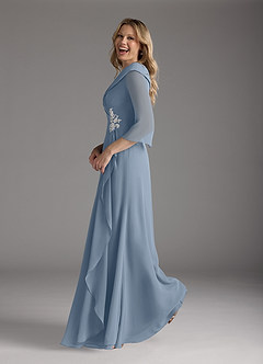 Azazie Jaycee vestidos de madre de la novia Vestido de Azul Polvoriento de Gasa de Corte En A image3