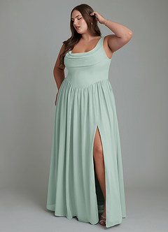 Azazie Novi Bridesmaid Dresses Agave A-Line Pleated Chiffon Dress image9