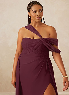Christian Siriano Bridal for Azazie 1014 Bridesmaid Dresses Cabernet A-Line Off the Shoulder Chiffon Dress image15