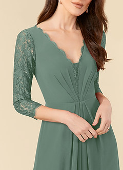 Azazie Eevee Final Sale A-Line Lace Chiffon Floor-Length Dress image5