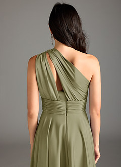Azazie Charlize Jurken voor bruidsmeisjes Jurk van Stretch Satijn met A-Lijn One-Shoulder Pistache image8