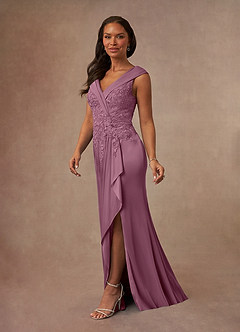 Azazie Calathea Mother of the Bride Dresses Vintage Mauve A-Line Lace Dress image2