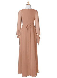 Azazie Leonia Junior Abito A-Line in Chiffon Con Tasche Champagne Rosa image8