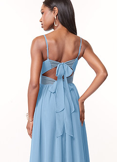 Azazie Zeya Bridesmaid Dresses Powder Blue A-Line V-Neck Pleated Chiffon Dress image3