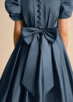 Azazie Miriam Flower Girl Dresses Neptune Ball-Gown Pleated Matte Satin Dress image9
