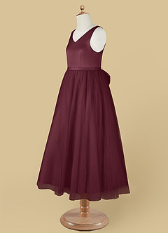 Azazie Marybell Blumenmädchenkleider A-Linie Schleifen Tüll Kleid Cabernetrot image11