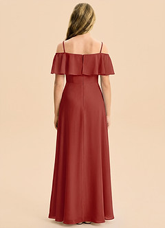 Azazie Maggie Junior Terracotta A-Line Off the Shoulder Chiffon Dress image2