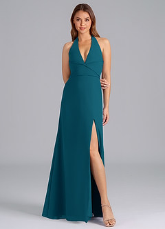 Azazie Odie Bridesmaid Dresses Ink Blue A-Line Chiffon Dress image4