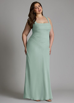 Azazie Agustina Bridesmaid Dresses Agave Mermaid Corset Chiffon Dress image14