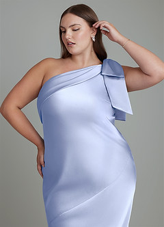 Azazie Yuanna Bridesmaid Dresses Ice Mermaid One Shoulder Stretch Satin Dress image10