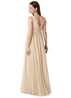 Azazie Yetta Maternity Bridesmaid Dresses A-Line V-Neck Gathered Chiffon Floor-Length Dress image5