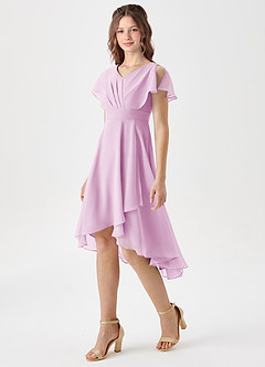 Azazie Graciela Junior Candy Pink A-Line Pleated Chiffon Dress image1