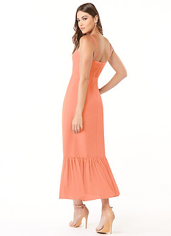 Azazie Justina Brautjungfernkleider A-Linie Herzausschnitt Chiffon Kleid Sonnenuntergang image4