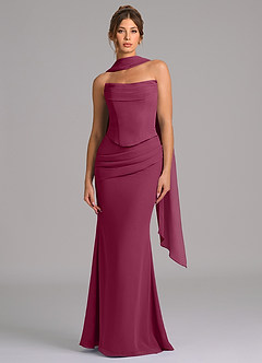 Azazie Sorrel Bridesmaid Dresses Mulberry Mermaid Corset Chiffon Dress image4